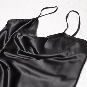 Chic Black Satin Mini Dress